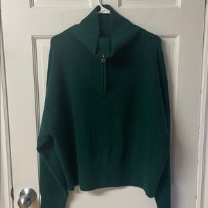 J. Crew hunter green wool blend half zip turtleneck sweater women’s size XL